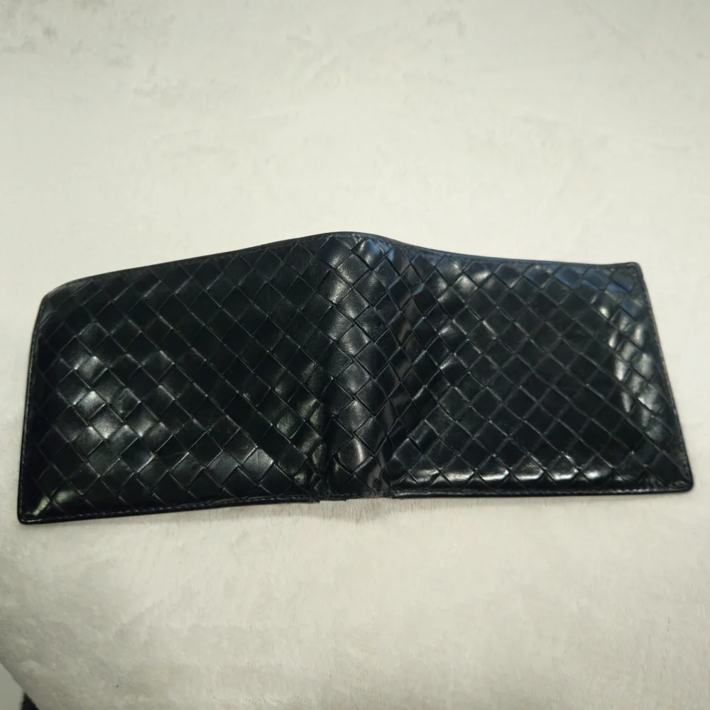 Bottega Veneta Black Woven Leather Card Holder